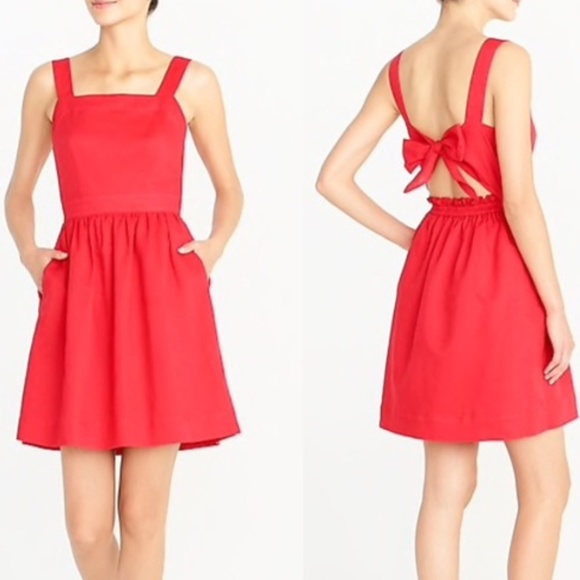 J. Crew Dresses & Skirts - J. Crew Red Cotton-Linen Apron Dress